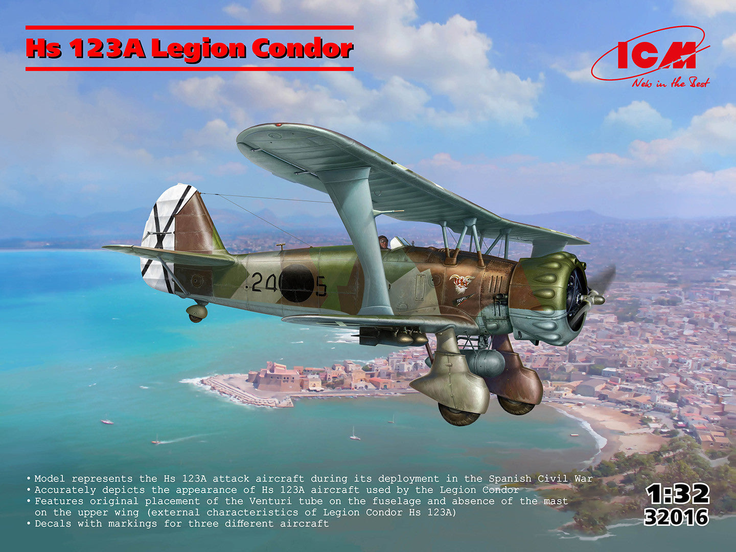 ICM 1/32 Hs 123A-1 Legion Condor Attack Aircraft Scale Model Kit ICM32016