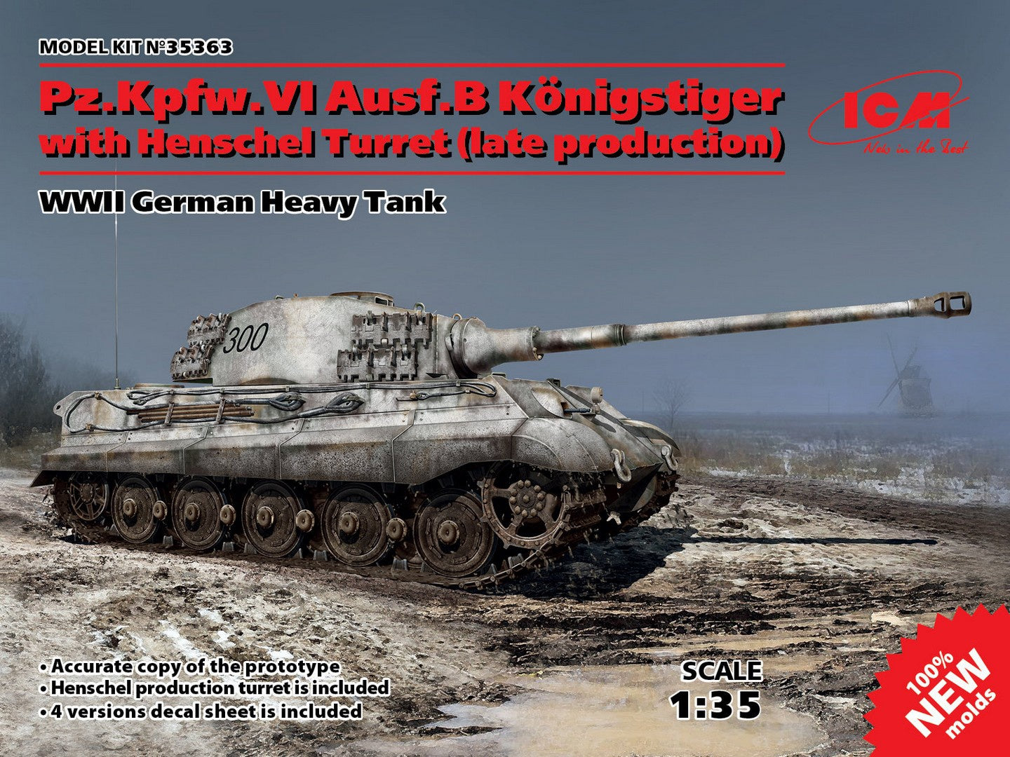 ICM 1/35 Pz.Kpfw.VI Ausf.B Konigstiger 1:35 Military Tank Model Kit 35363