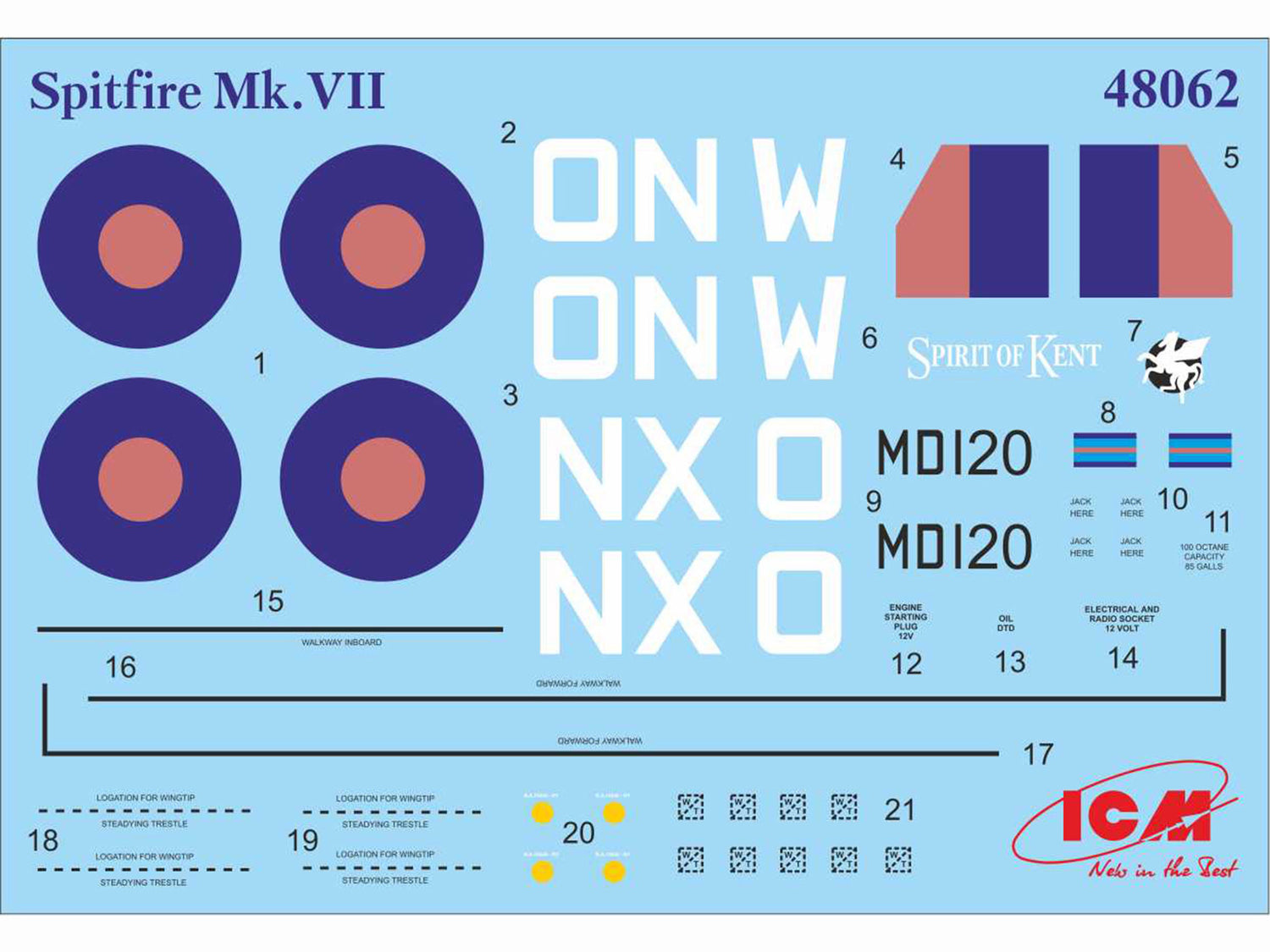 ICM 1:72 Spitfire Mk.VII WWII British Fighter Plane Scale model ICM48062