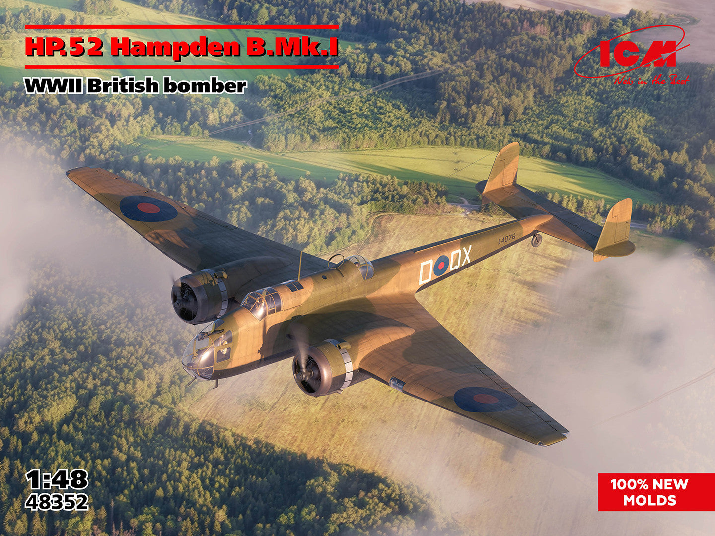 ICM 1/48 HP.52 Hampden B.Mk.I WWII British Bomber ICM