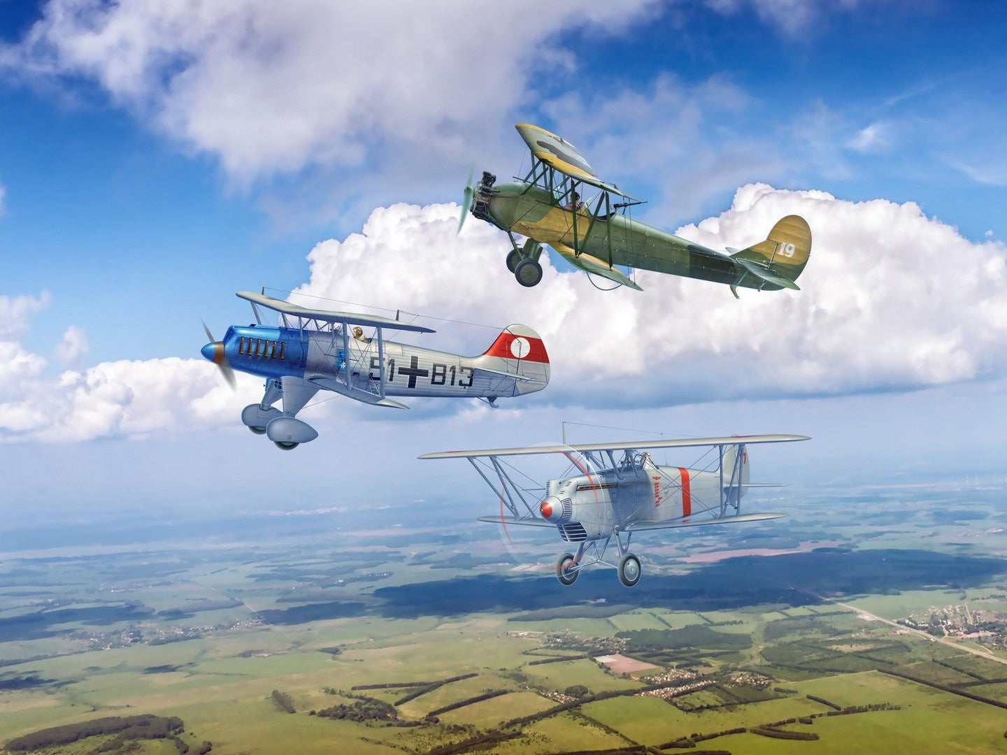 ICM 1/72 Biplanes of the 1930s & 1940s Не-51A-1 / Ki-10-II / U-2/Po-2VS (Set of 3 Model Planes)