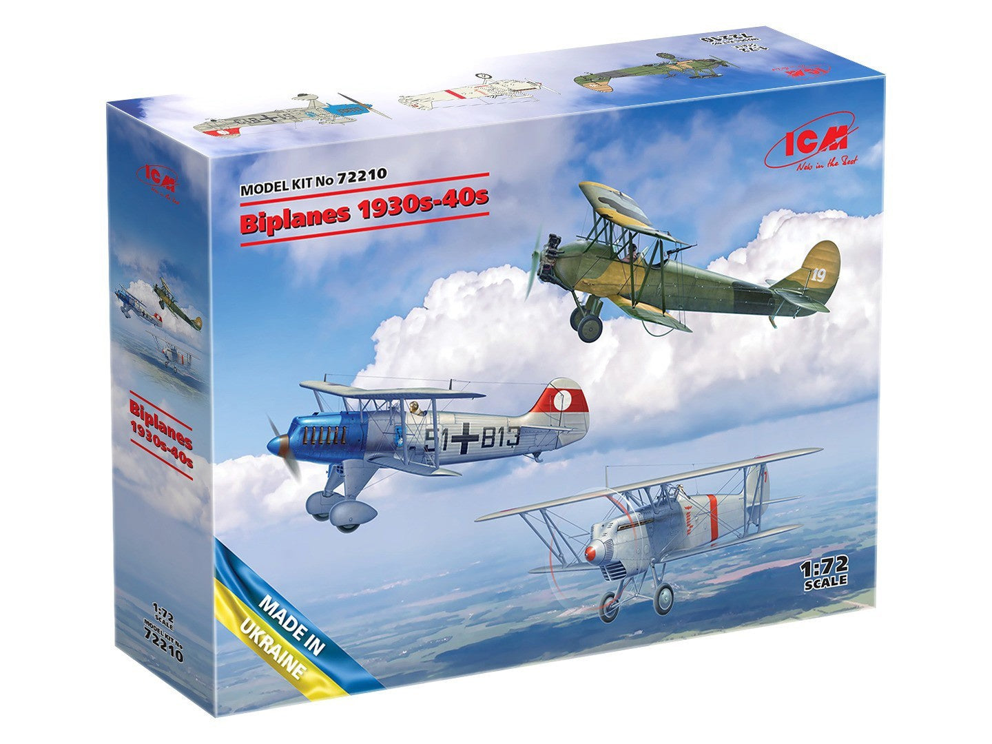ICM 1/72 Biplanes of the 1930s & 1940s Не-51A-1 / Ki-10-II / U-2/Po-2VS (Set of 3 Model Planes)