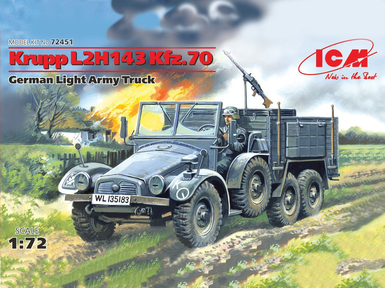 ICM 1/72 Krupp L2H143 Kfz.70 German Light Army Truck Model Kit ICM72451