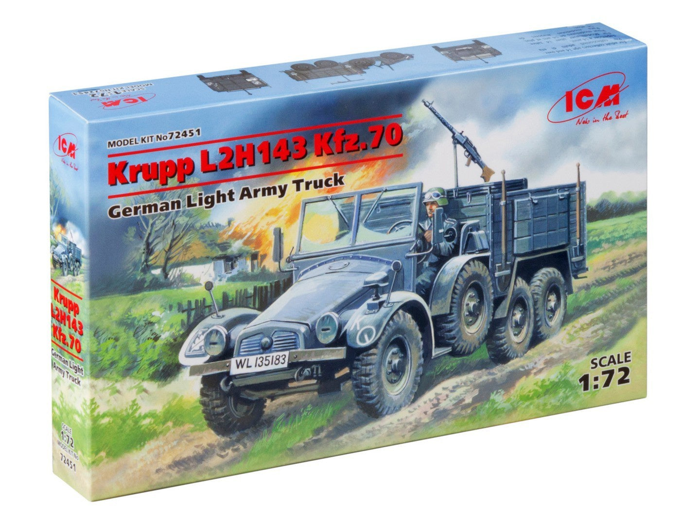 ICM 1/72 Krupp L2H143 Kfz.70 German Light Army Truck Model Kit ICM72451