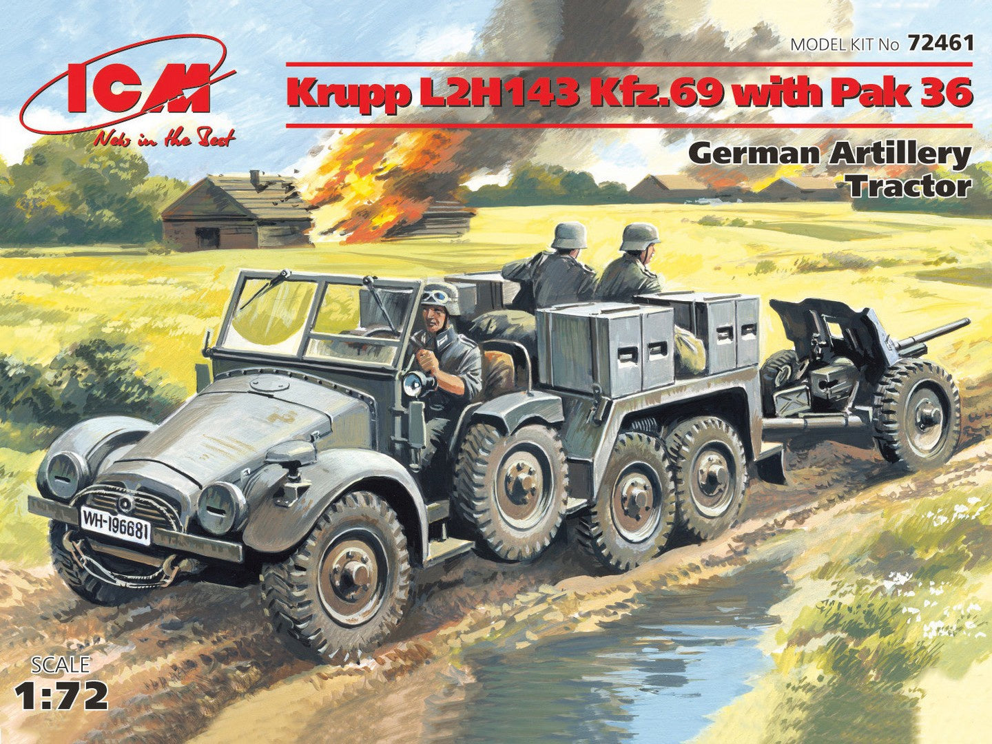 ICM 1/72 Krupp L2H143 Kfz.69 with Pak 36 German Artillery Tractor ICM72461