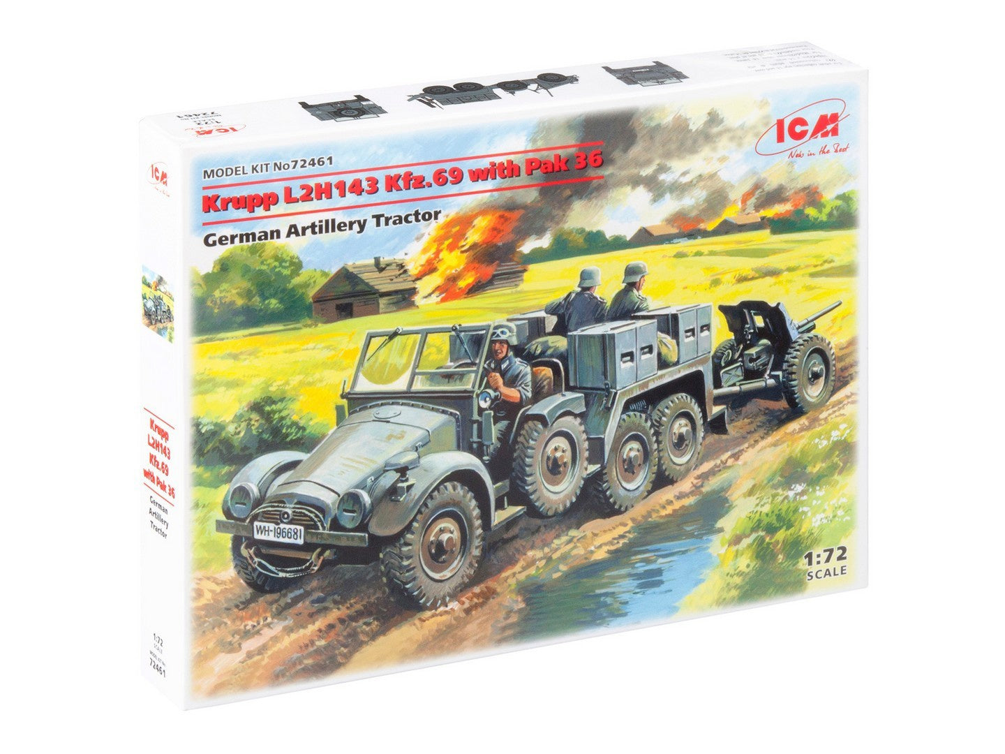 ICM 1/72 Krupp L2H143 Kfz.69 with Pak 36 German Artillery Tractor ICM72461