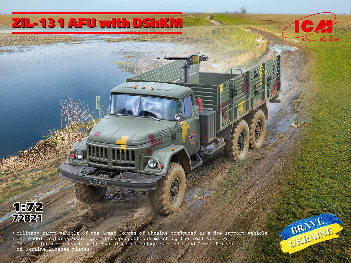 ICM 1:72  ZÑ–L-131 AFU Truck with DShKM Military Scale Model Kit 72821