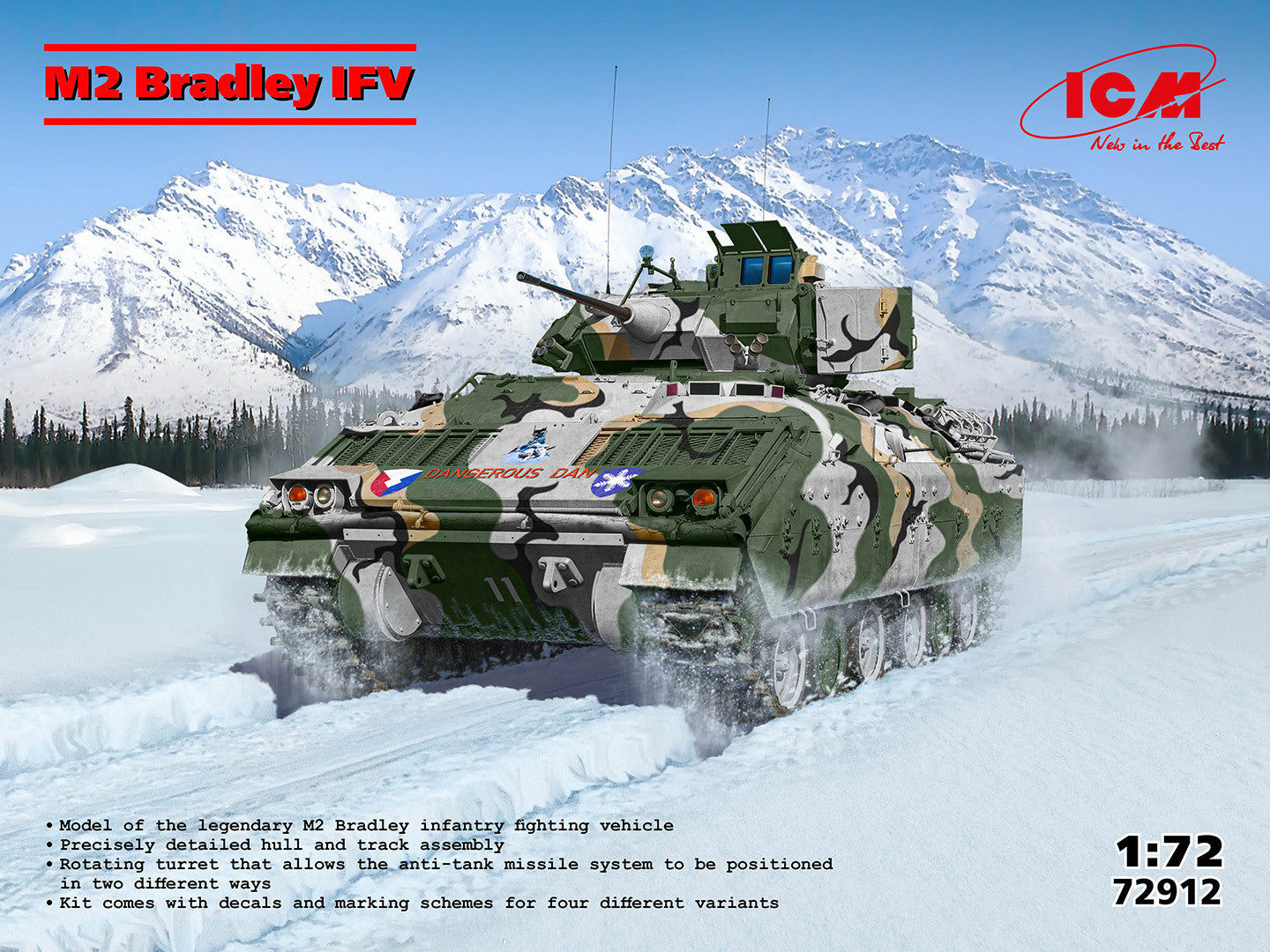 ICM 1/72 M2 Bradley Light Tank U.S. Infantry Fighting Vehicle Tank Model Kit 72912