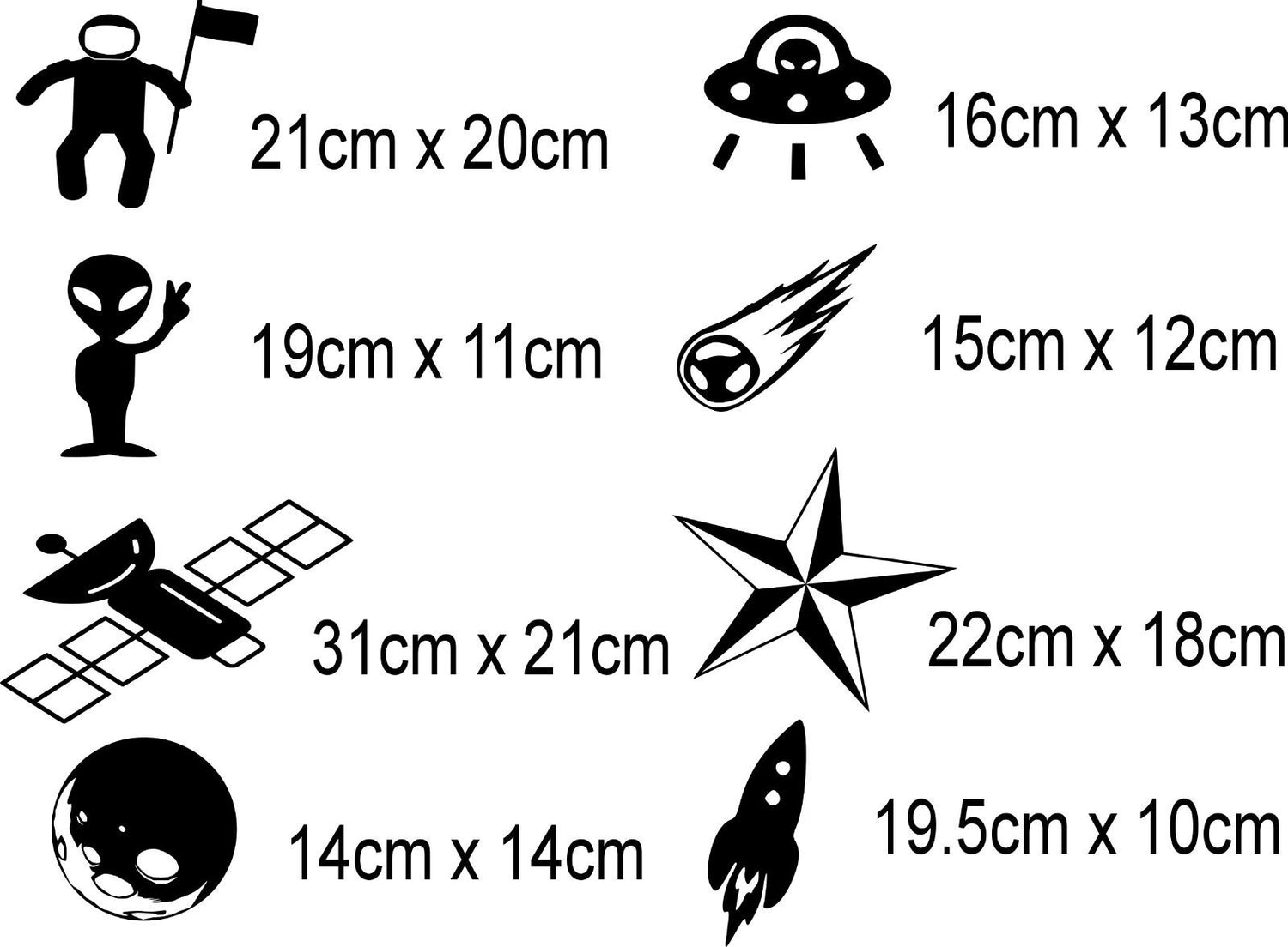30 pcs x ufo Space Rockets Stars moon aliens set Planets  Bedroom Wall Art Vinyl Decal Sticker