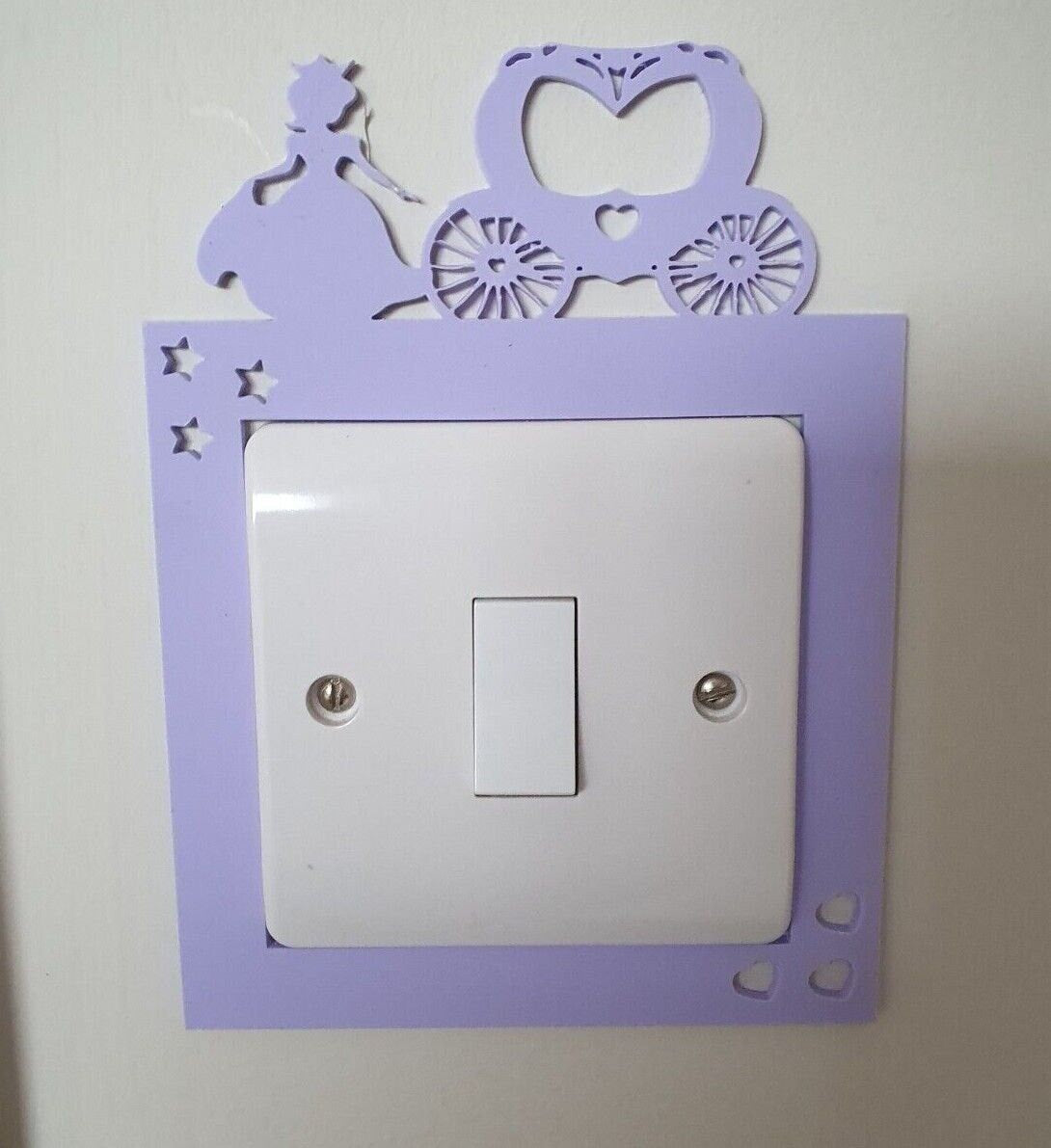 Princess girls heart star carriage Light Switch Surround Acrylic, castle Theme Kids Bedroom Décor cover UK