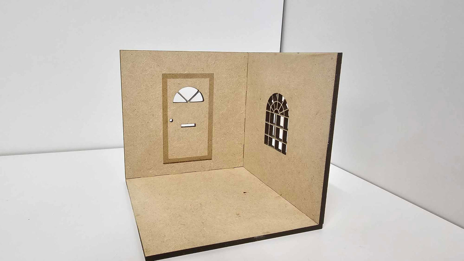 Doll house Miniature Roombox | 2 Sided | 2 Windows | 1 Door | Room Box |1:6 or 1:12 Scale Miniature | Diorama | Corner room box Kit | Dollhouse Kit