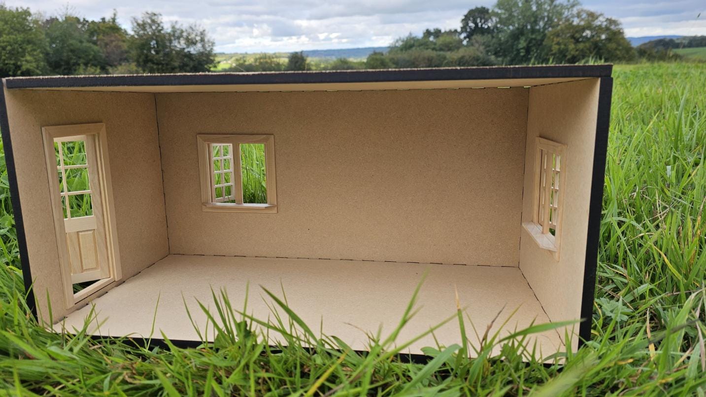 Doll house Miniature Room box | Doors & windows | Room Box | 1:12 Scale Miniature | Diorama | Room box | Roombox Kit