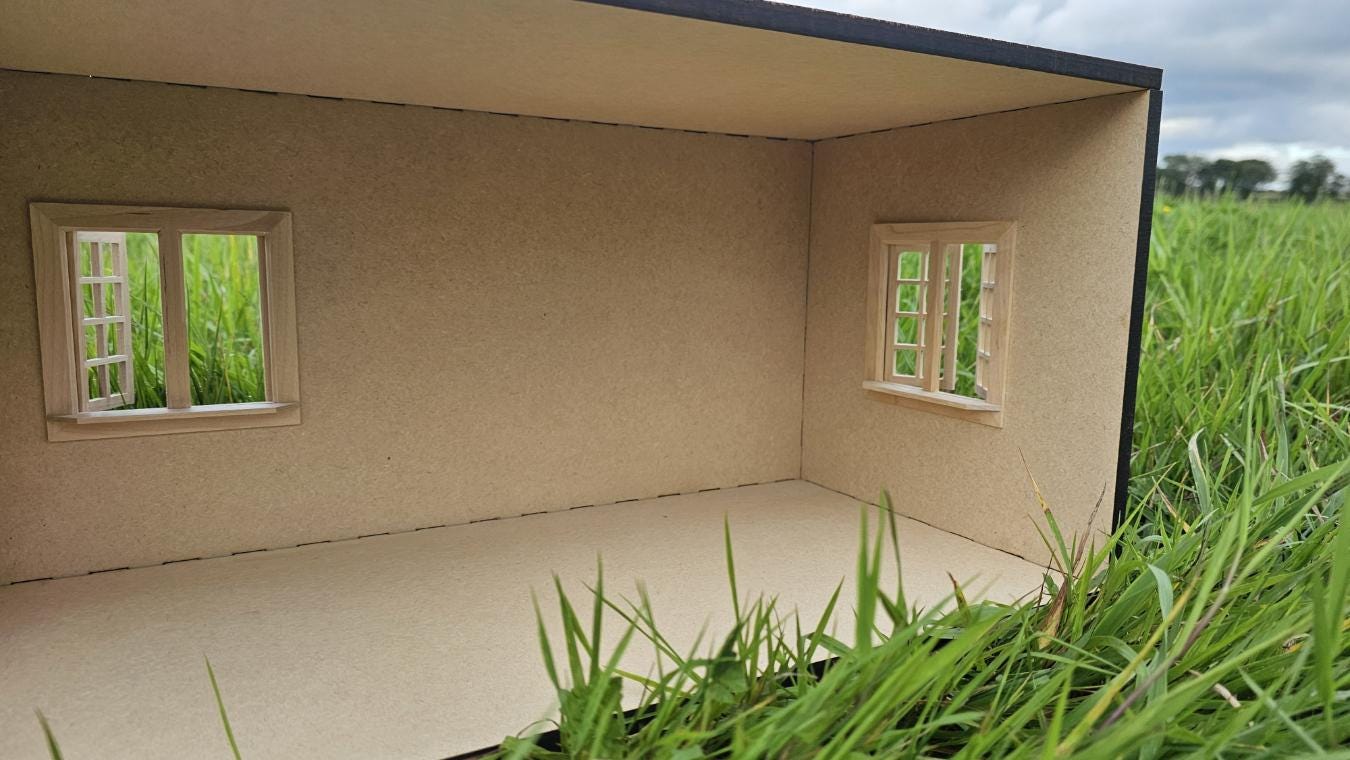 Doll house Miniature Room box | Doors & windows | Room Box | 1:12 Scale Miniature | Diorama | Room box | Roombox Kit