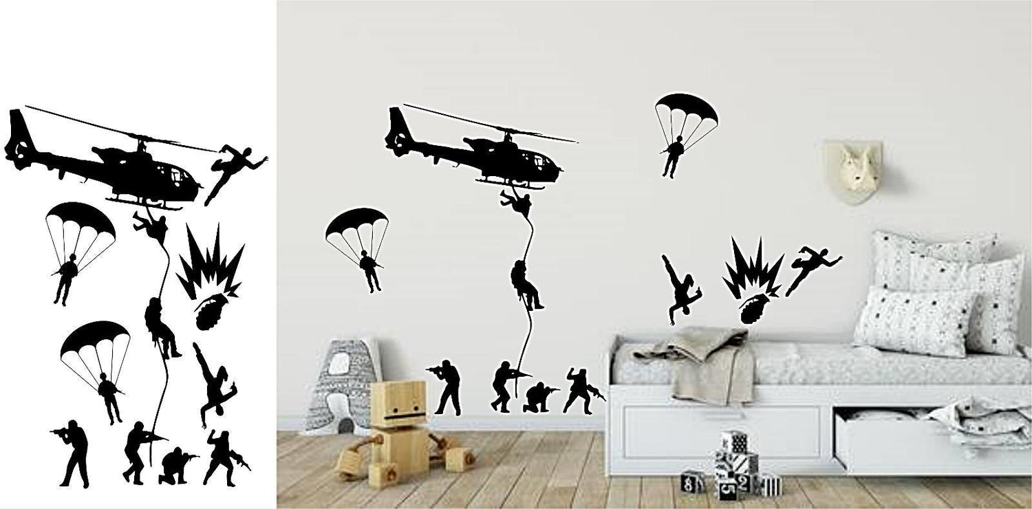 ARMY MILITARY SWAT helicopter troopers men boys Wall Vinyl Sticker Decal