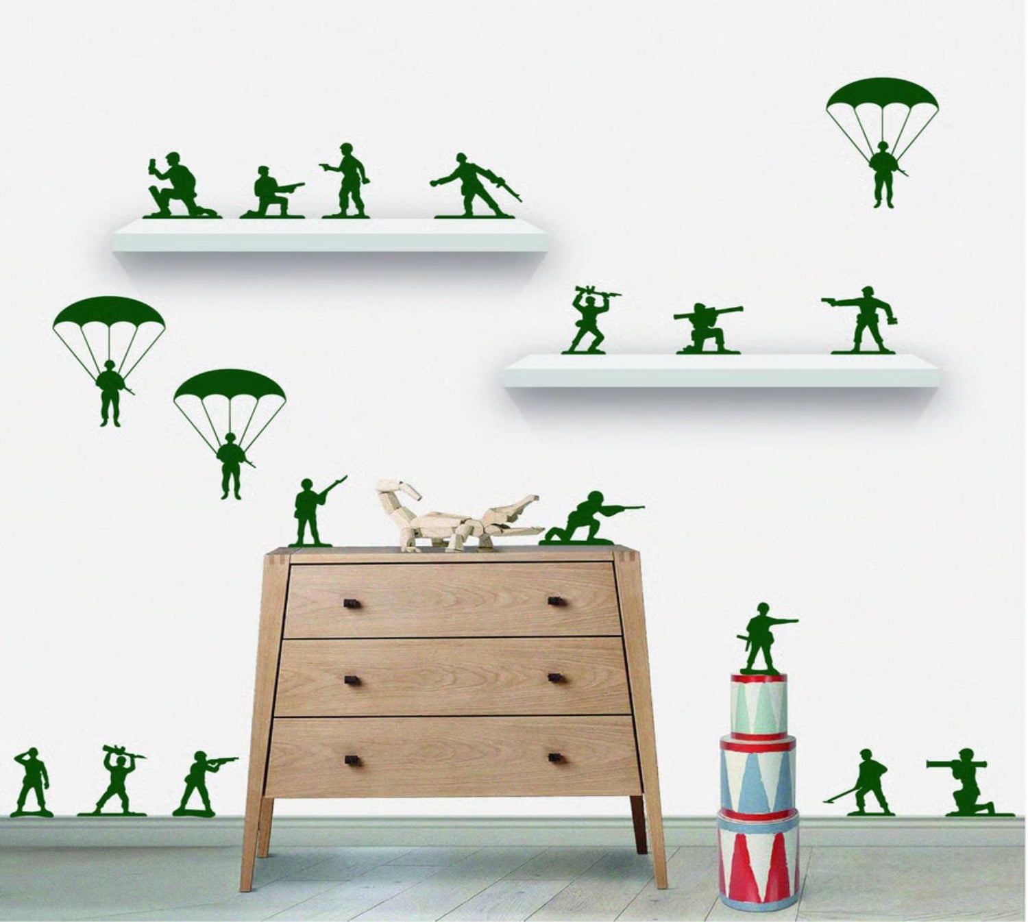 22 x Army soldiers Military Helicopter Tank battle Jeep boys girls vinyl bedroom wall Art scene sticker Decals