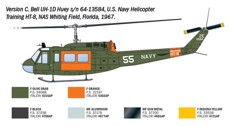 Italeri 1/48 AB.205 / UH-1D "SAR" Search & Rescue Helicopter Scale Model Kit 2845