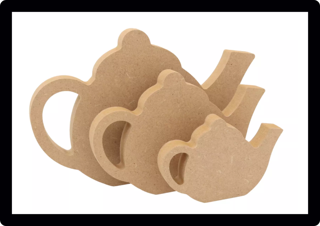 Set of 10 Wooden Tea Pot Party Craft Tag Embellishments Decoration Crafting Shapes