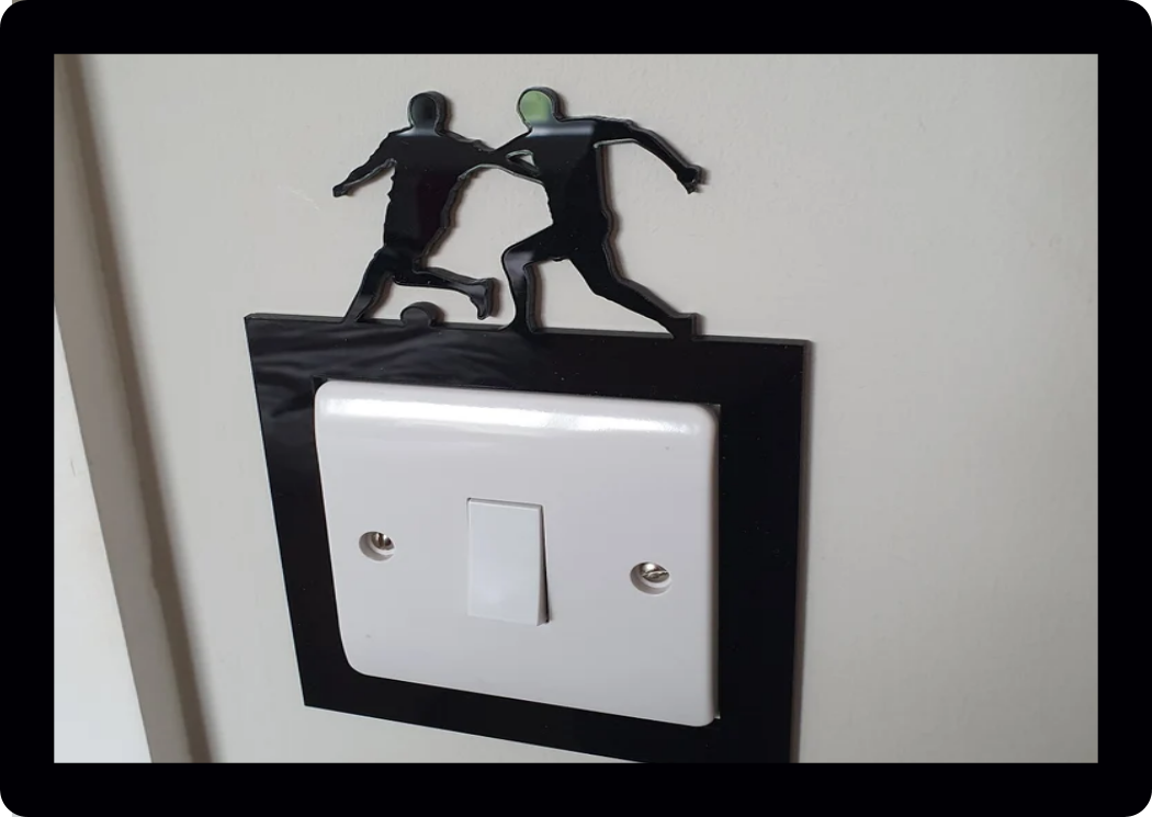 Football Light Switch Surround Acrylic, sports Theme footballers Kids Bedroom Décor cover
