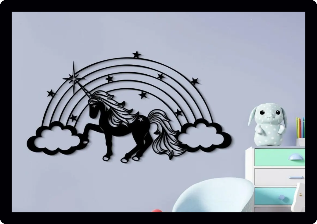 Rainbow Unicorn 3D Acrylic Bedroom Wall Door Décor Sign Plaque