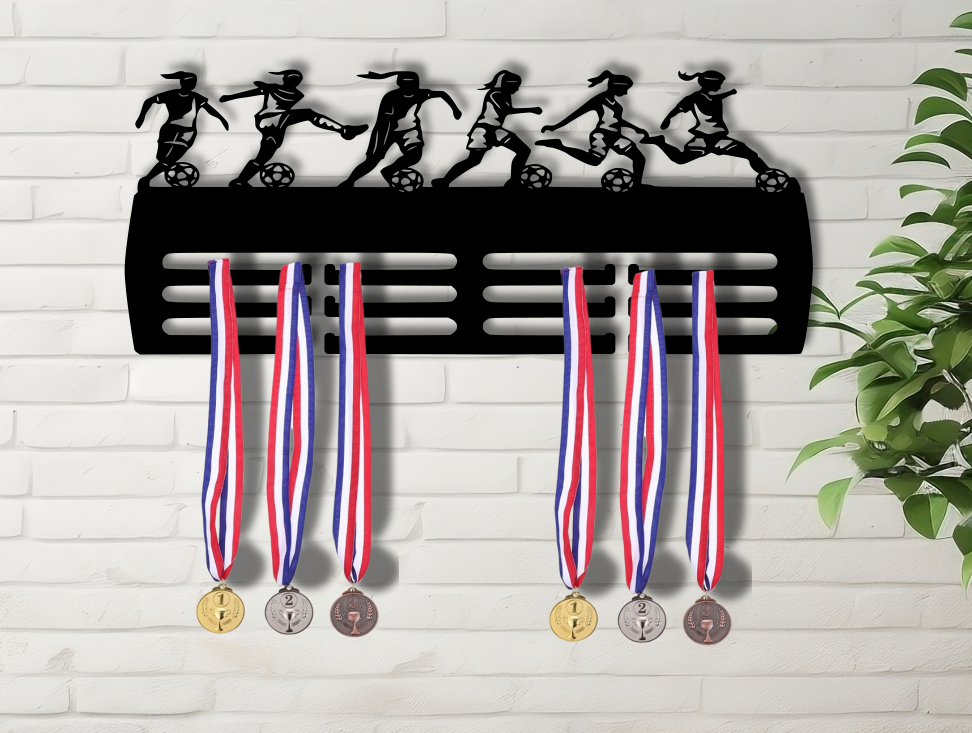 Personalised Girls Ladies Football Medal Hanger