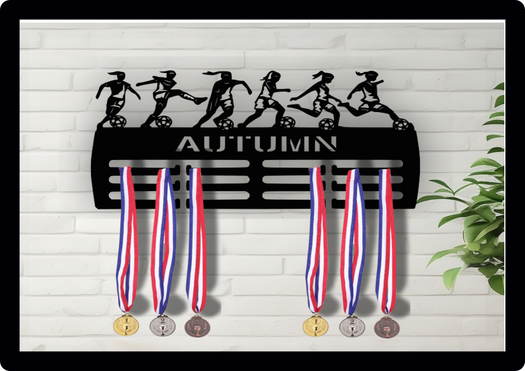 Personalised Girls Ladies Football Medal Hanger