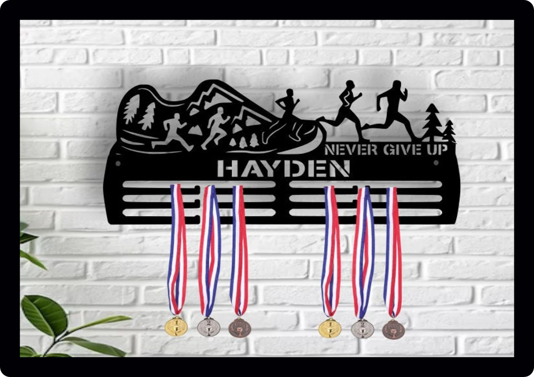 Personalised Trail Mountain Running Medal Hanger