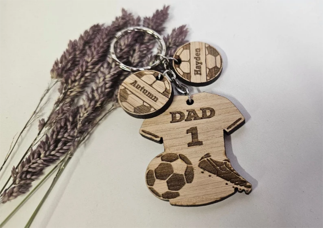 Personalised engraved football keyring