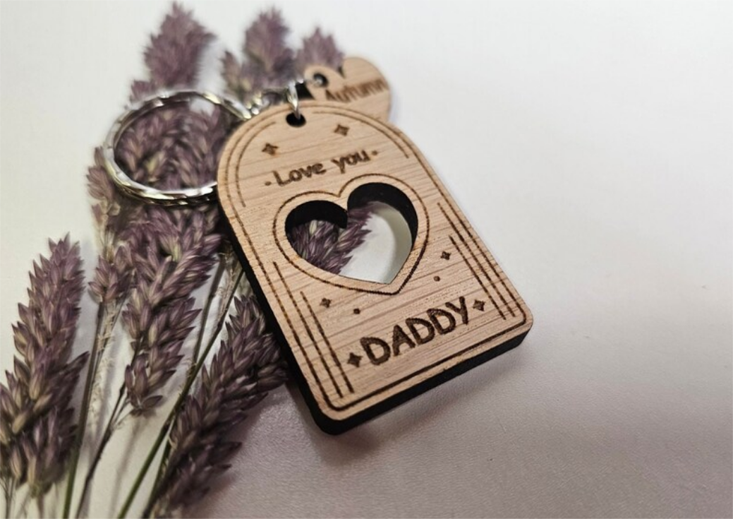 Personalised love you mum dad gift gifts for him her keyring daddy grandad mummy heart