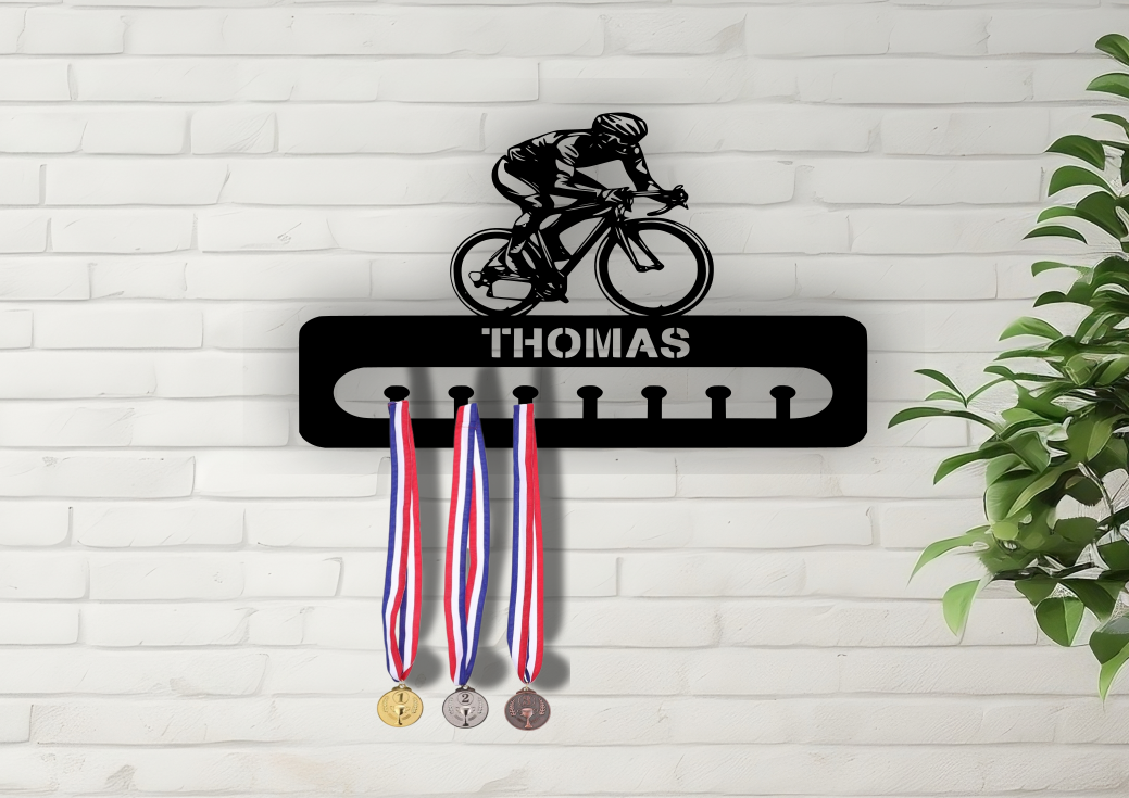 Road XC Bike Cyclist Personalised Medal Hanger