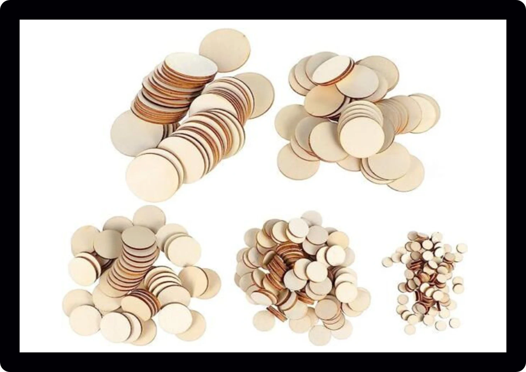 Set Of 10 Wooden Circles Discs Craft Tag Embellishments Decoration Shapes