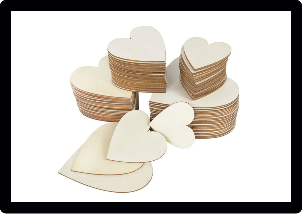 Set Of 10 Wooden Love hearts Craft Tag Wedding Embellishments Decoration Shapes