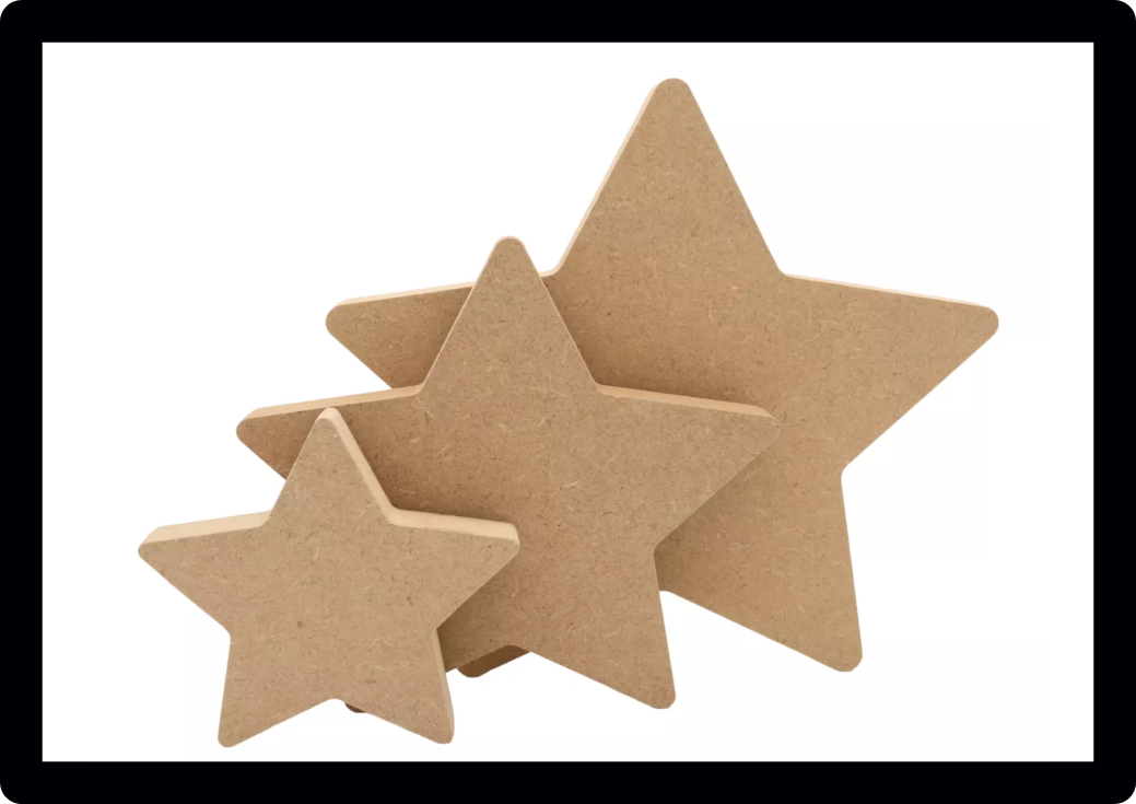 Set Of 10 Wooden Stars Craft Tag Embellishments Decoration Crafting Shapes