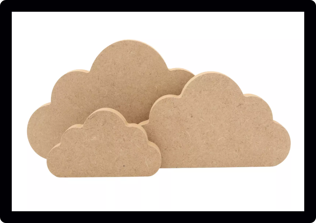 Set Of 10 Wooden Rain Fluffy Clouds Craft Tag Embellishments Decoration Crafting Shapes
