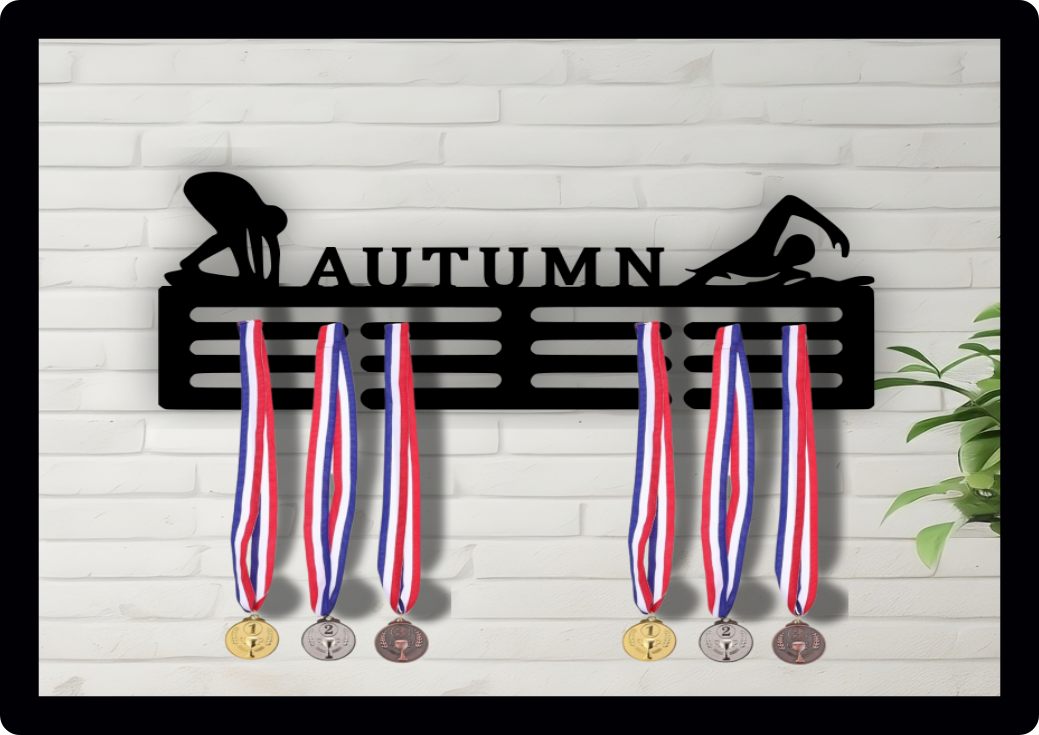 Personalised Swimming Medal Hanger