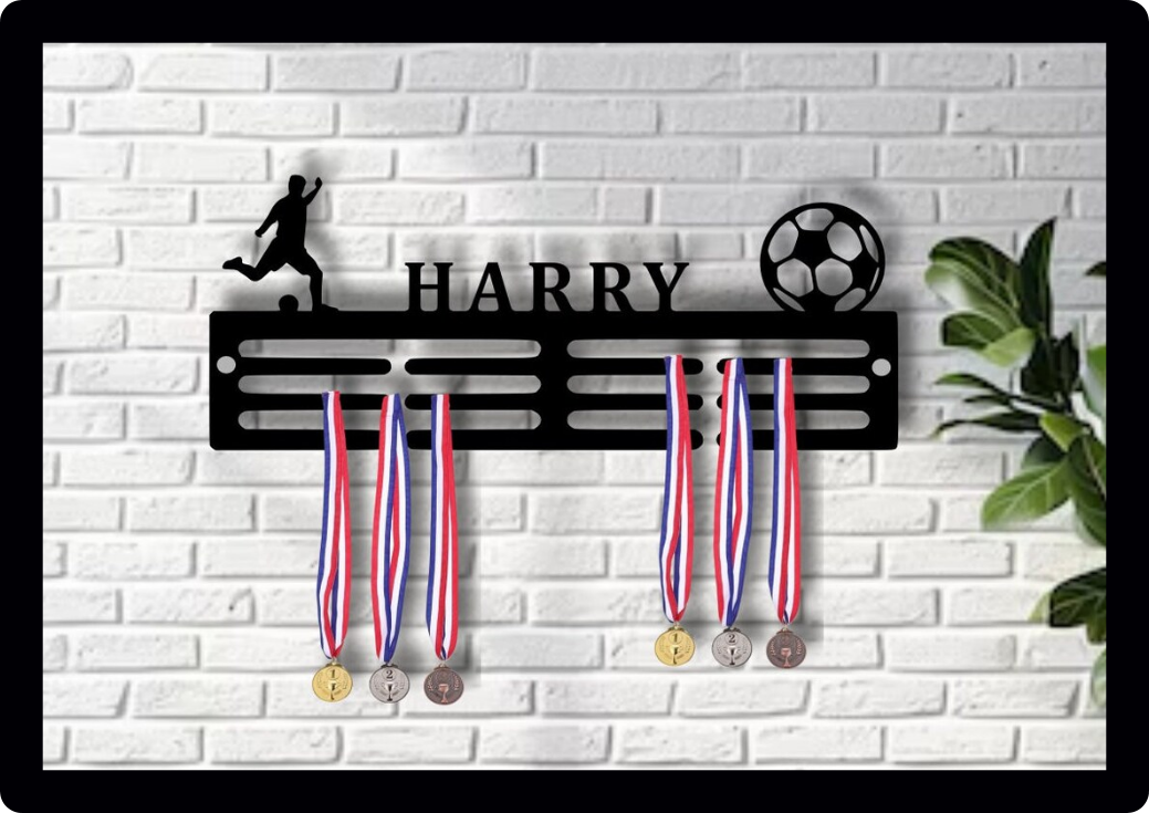 Personalised Football Medal Hanger