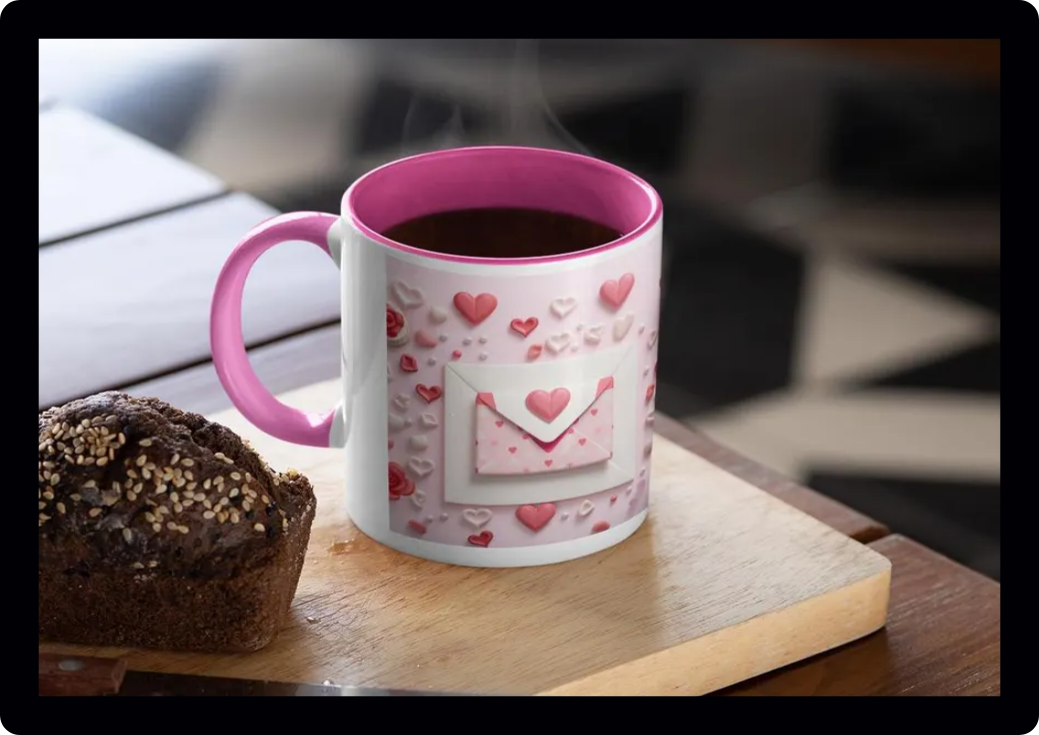 Cute Love Letter Hearts Mug