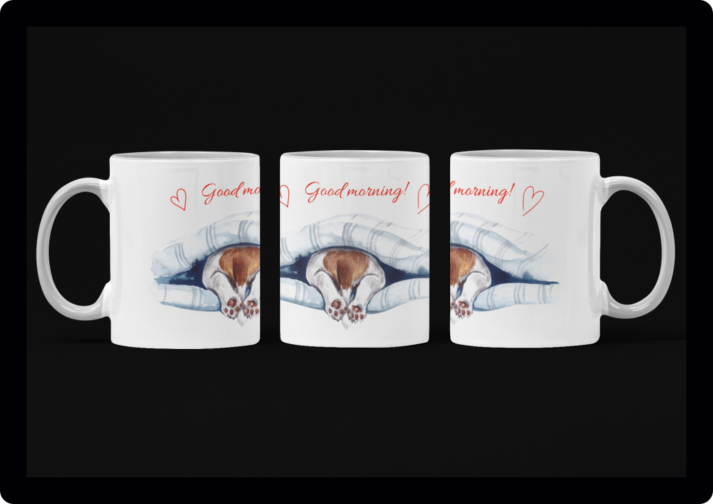 Good Morning Watercolour Dog Mug