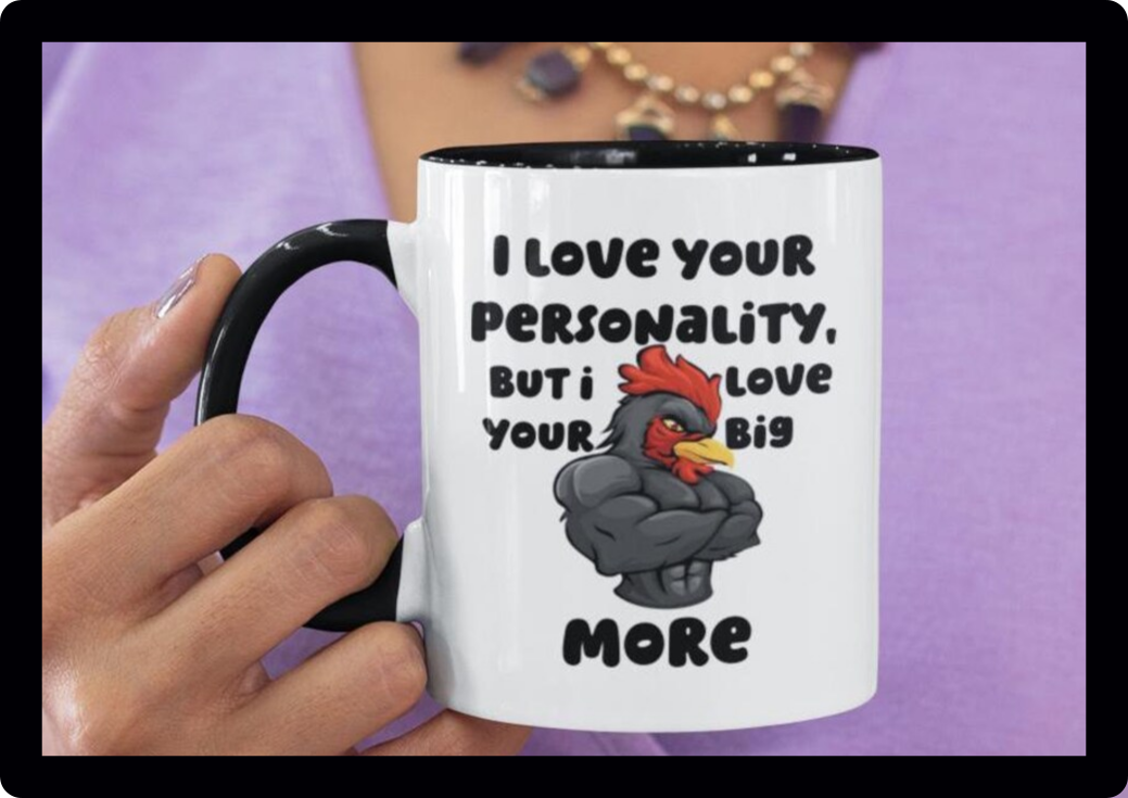 I love you big cock chicken novelty gift mug