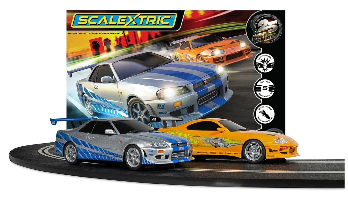 Scalextric Fast and Furious - 25 Years - Supra vs R34 Slot Car Set 1/32 Scale