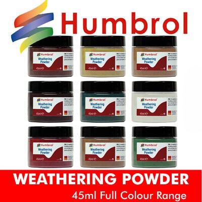 Humbrol WEATHERING POWDER 45ml Full Range - Model Railways Crafts War Gaming