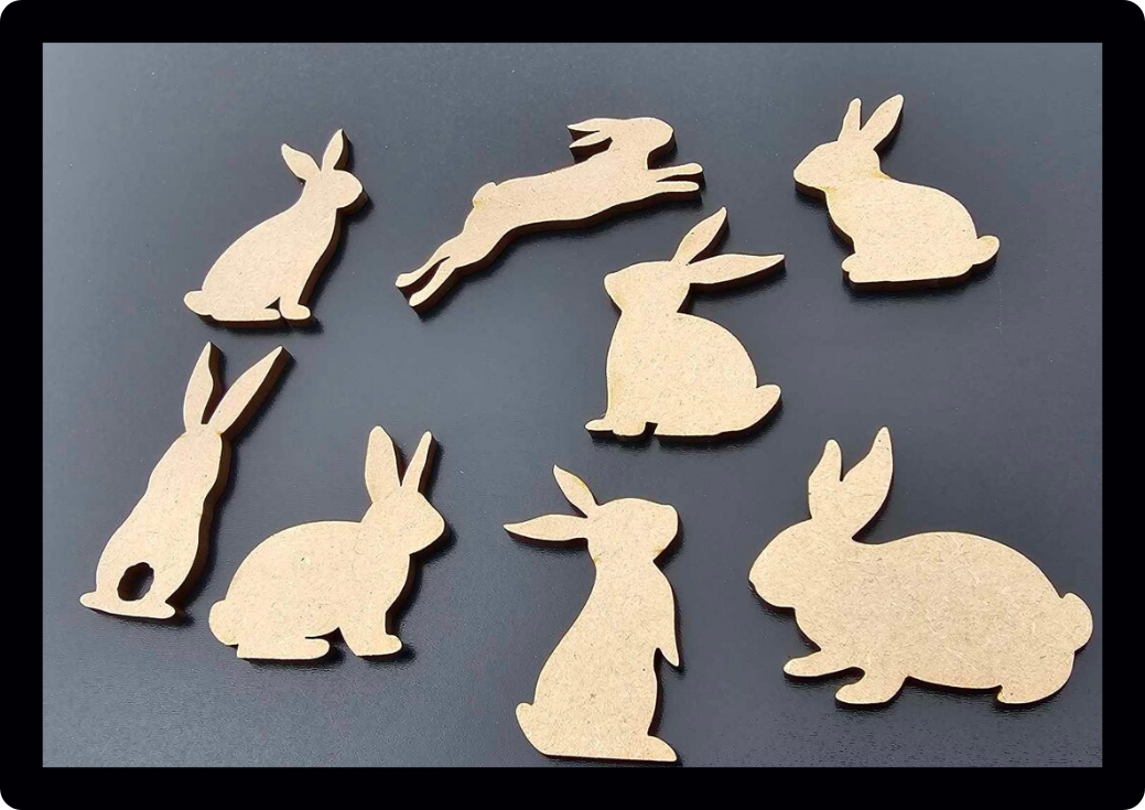 Set Of 10 Rabbits Bunny Bunnies Nursery Craft Tag Embellishments Decoration Crafting Shapes Blanks
