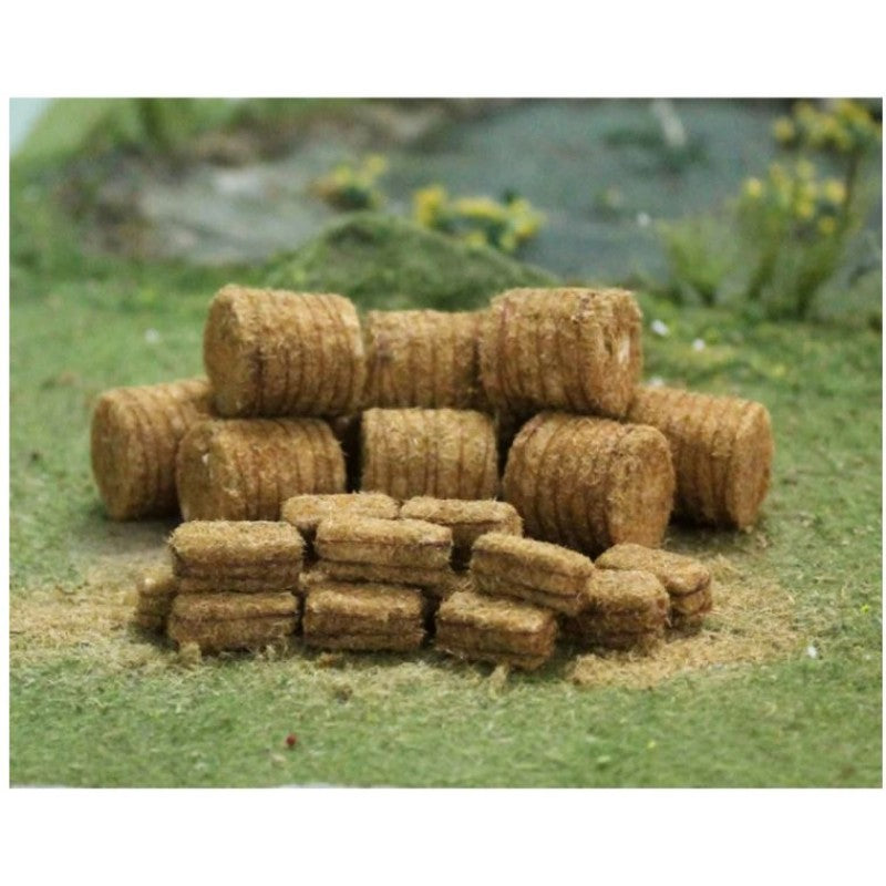 HO 1:87 Scale Straw Bales (10 round / 20 rectangle) Model Railway Scenery