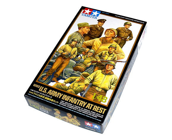Tamiya 1/48 U.S. Army WWII Infantry at Rest with Jeep Scale Model Kit 32552