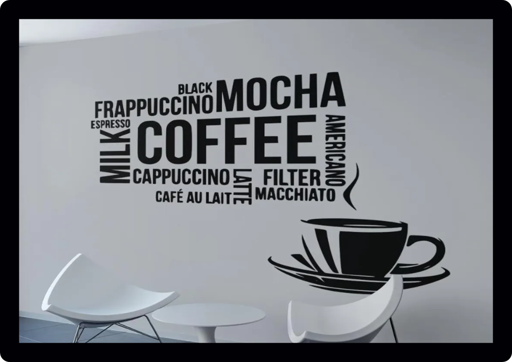 Coffee Cup Café Kitchen Restaurant business barista business shop wall window art vinyl Decal Sticker