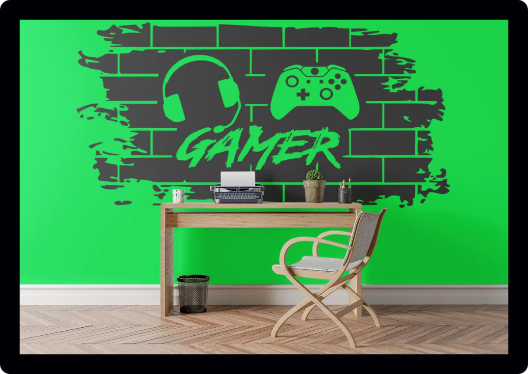 Gamer sticker brick graffiti gamer xbox controller headset gaming kids vinyl wall art sticker Decals
