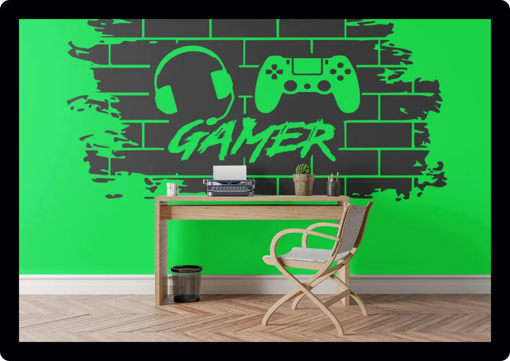 Gamer sticker brick graffiti gamer PlayStation controller headset gaming kids vinyl wall art sticker Decals
