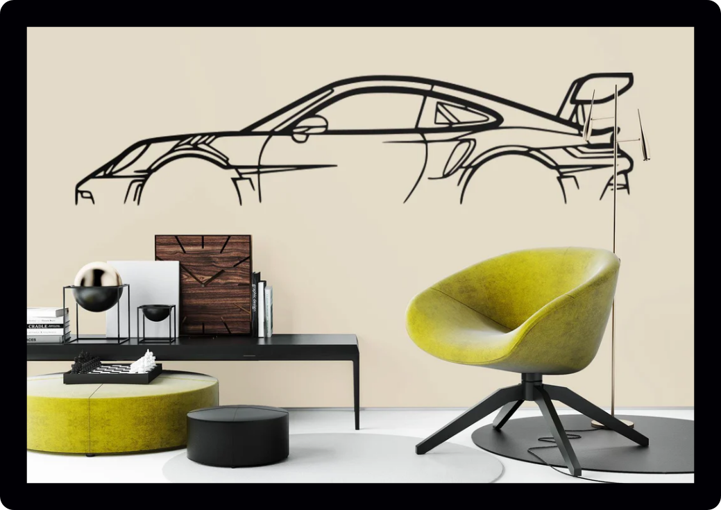 XL Car Silhouette Wall Art Sticker Vinyl Home Decor mechanic racing Service Centre Garage Car body Shop business Decals