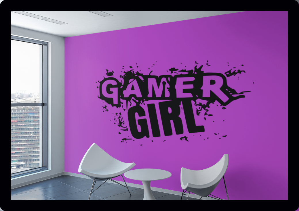 Gamer Girl ladies Gaming zone controller designs Wall Art Vinyl kids teens kids gift Decal Sticker