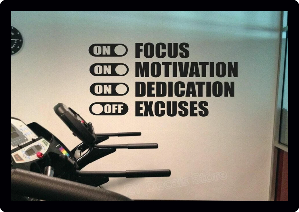 Focus No Excuses Gym Motivation inspirational Wall quote fitness sports Art Vinyl Decal Sticker