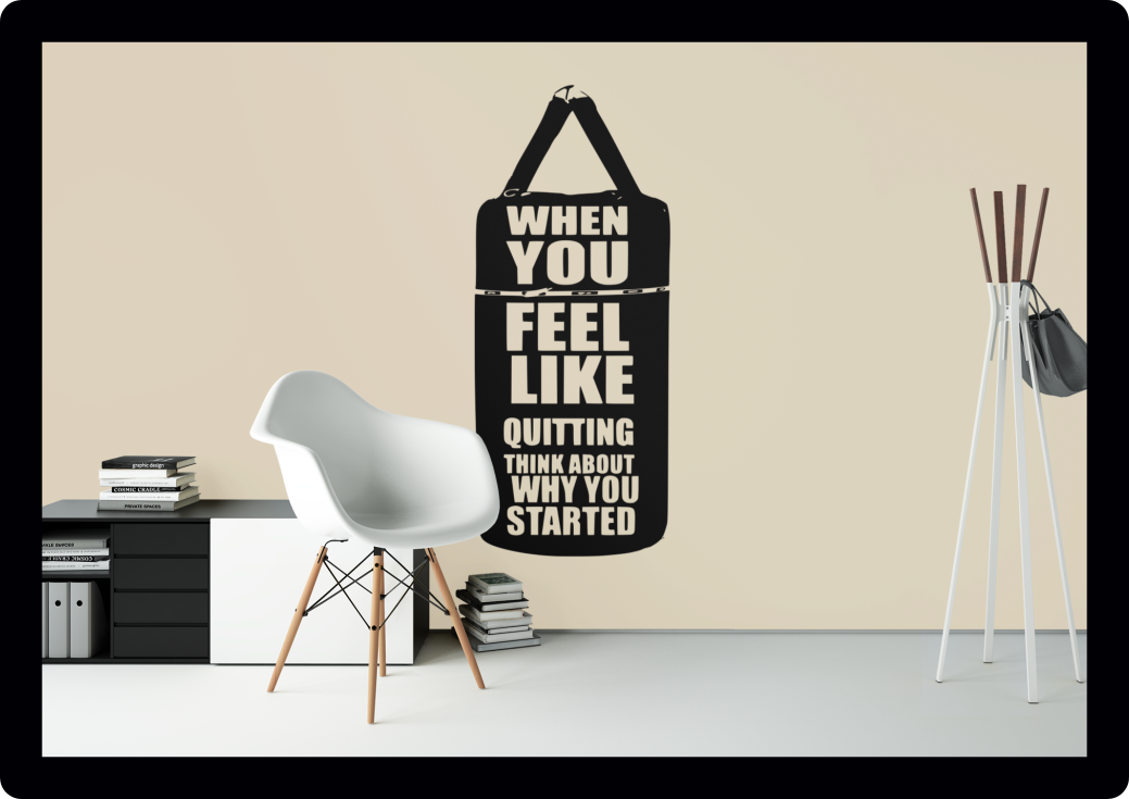 Fitness slogan inspirational fitness business punch bag gym fight boxing Living Room Wall Art Vinyl Decal Sticker